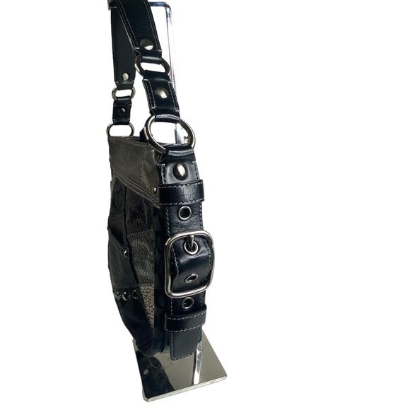 Coach Zoe Patchwork Silver Animal Print Black Gray Purse Suede Model f0873-12901 - Picture 5 of 16